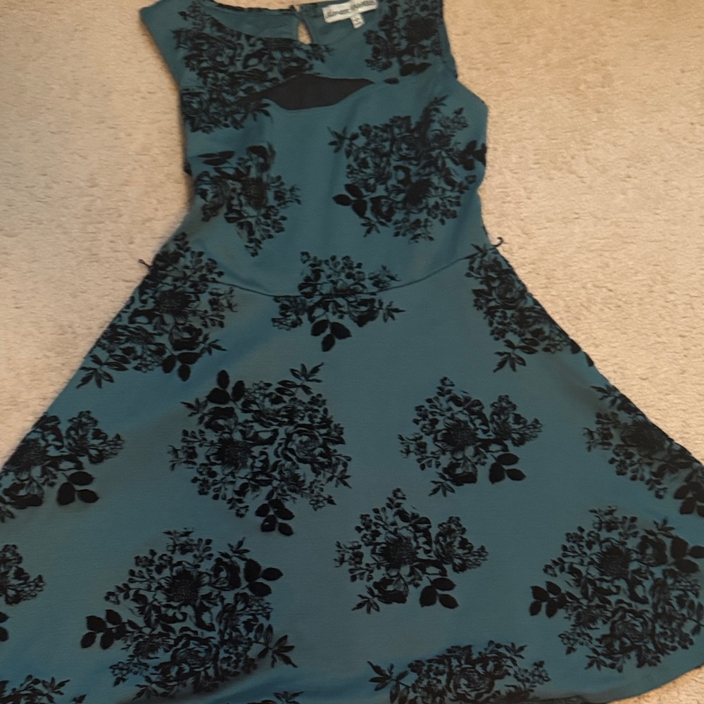 Almost Famous Teal and Black Floral Mini Dress